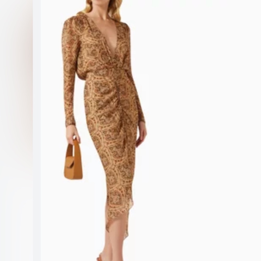 Ronny Kobo Astrid Silk Ruched Paisley Dress NWT - Picture 4 of 9